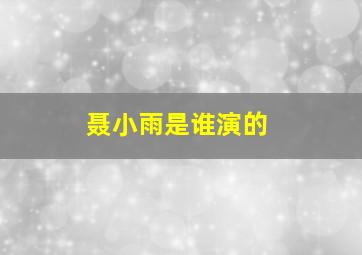 聂小雨是谁演的