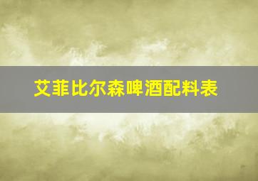 艾菲比尔森啤酒配料表