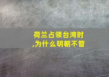 荷兰占领台湾时,为什么明朝不管