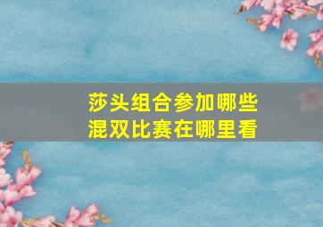 莎头组合参加哪些混双比赛在哪里看