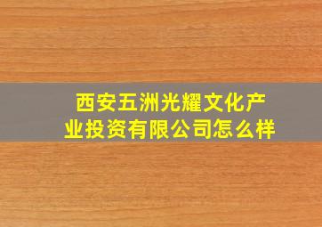 西安五洲光耀文化产业投资有限公司怎么样