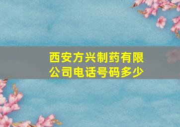 西安方兴制药有限公司电话号码多少