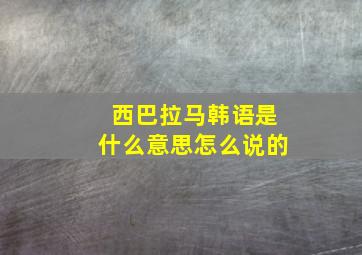 西巴拉马韩语是什么意思怎么说的