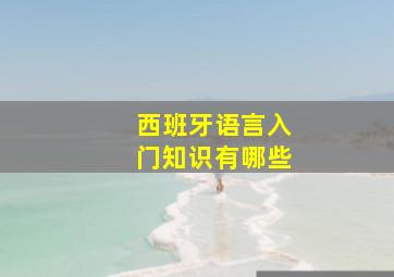 西班牙语言入门知识有哪些