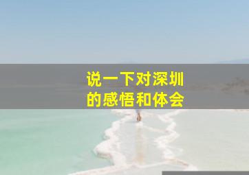 说一下对深圳的感悟和体会