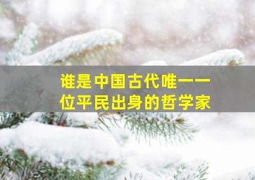 谁是中国古代唯一一位平民出身的哲学家