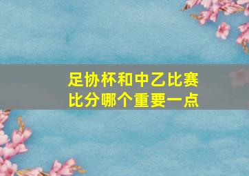 足协杯和中乙比赛比分哪个重要一点