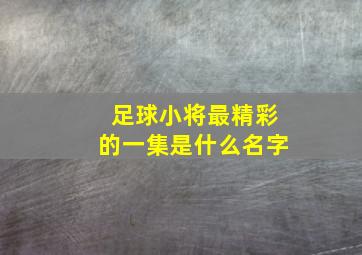 足球小将最精彩的一集是什么名字