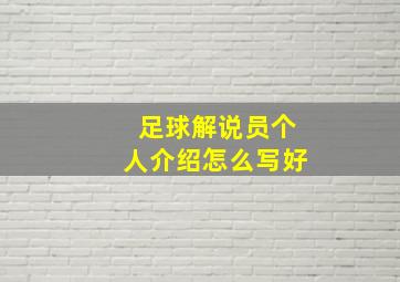 足球解说员个人介绍怎么写好