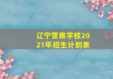 辽宁警察学校2021年招生计划表