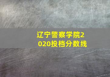 辽宁警察学院2020投档分数线