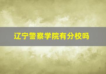 辽宁警察学院有分校吗