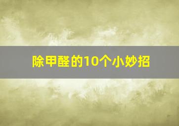 除甲醛的10个小妙招