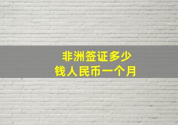 非洲签证多少钱人民币一个月