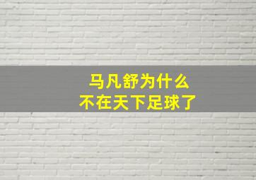 马凡舒为什么不在天下足球了