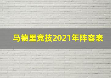 马德里竞技2021年阵容表