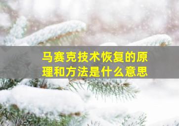 马赛克技术恢复的原理和方法是什么意思