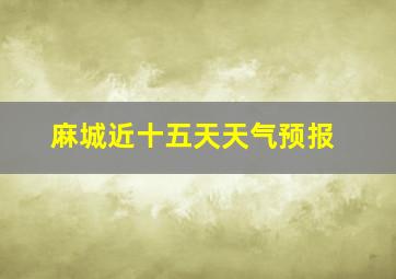 麻城近十五天天气预报