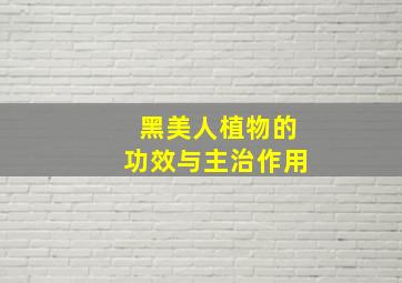 黑美人植物的功效与主治作用